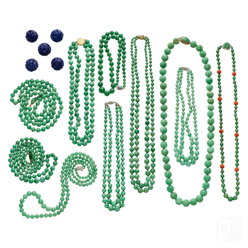 二十世紀 各式玉石串珠項鏈一組 | A GROUP OF JADE AND NEPHRITE BEADED NECKLACES